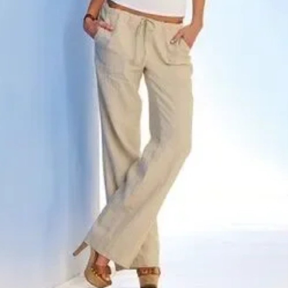 Victoria's Secret Low Waisted, Beige Linen Pants